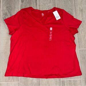 Kim Rogers Women's V-Neck Short Sleeve Top - Red